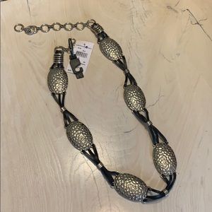 Waist Chain belt in black and hammered silver